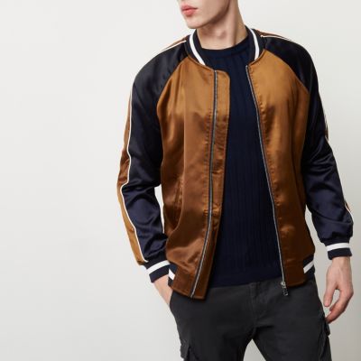 Brown two tone light bomber jacket
